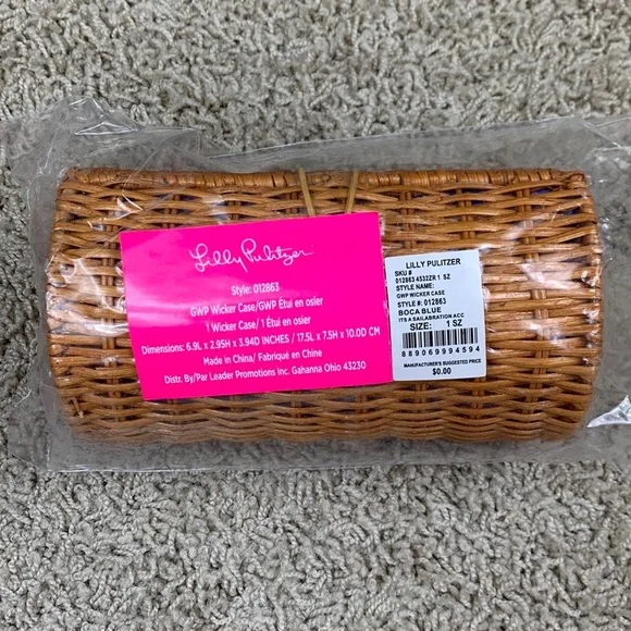 NWT Lilly Pulitzer GWP wicker case boca blue sailabration - Picture 2 of 6